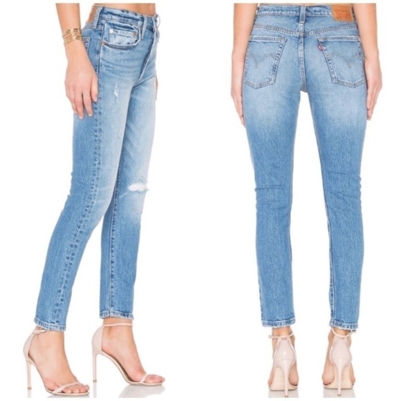 Levi’s 501 Distressed High Waisted Skinny Jeans in Post Modern Blues - Picture 2 of 12